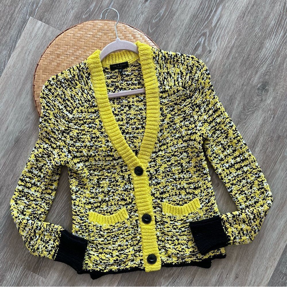 Rag & bone yellow viola knit cardigan sweater women’s size‎ xs - Picture 2 of 9